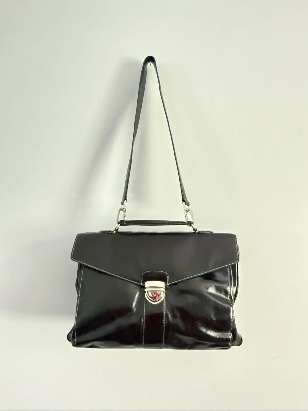 Vintage Antonio Melani black, leather briefcase bag satchel computer bag